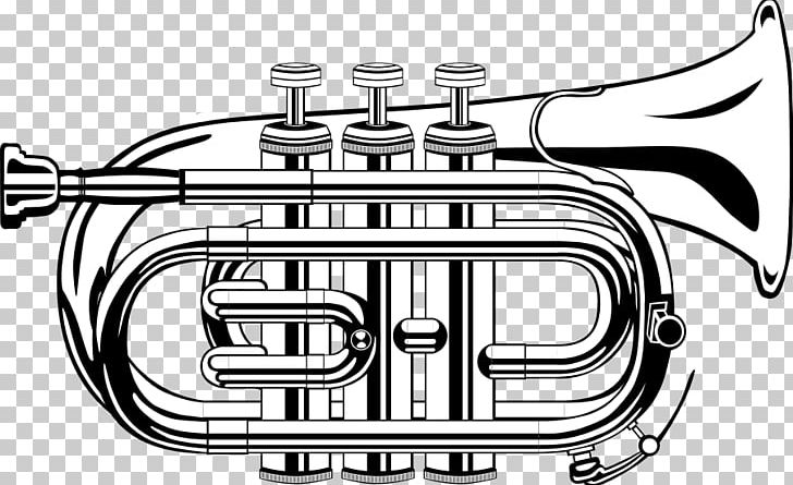 Trumpet Black And White PNG, Clipart, Alto Horn, Black And White, Brand, Brass Instrument, Brass Instruments Free PNG Download