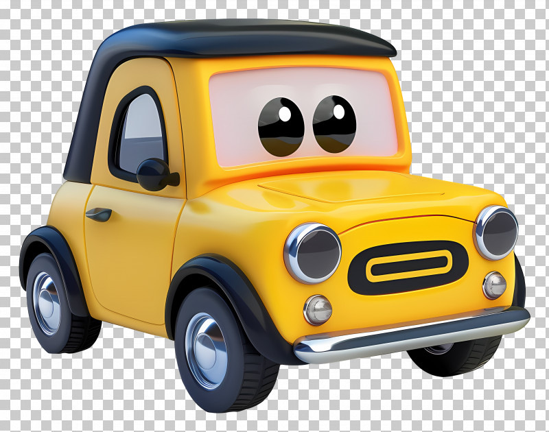 3d Car - Cute Yellow Cartoon Car PNG