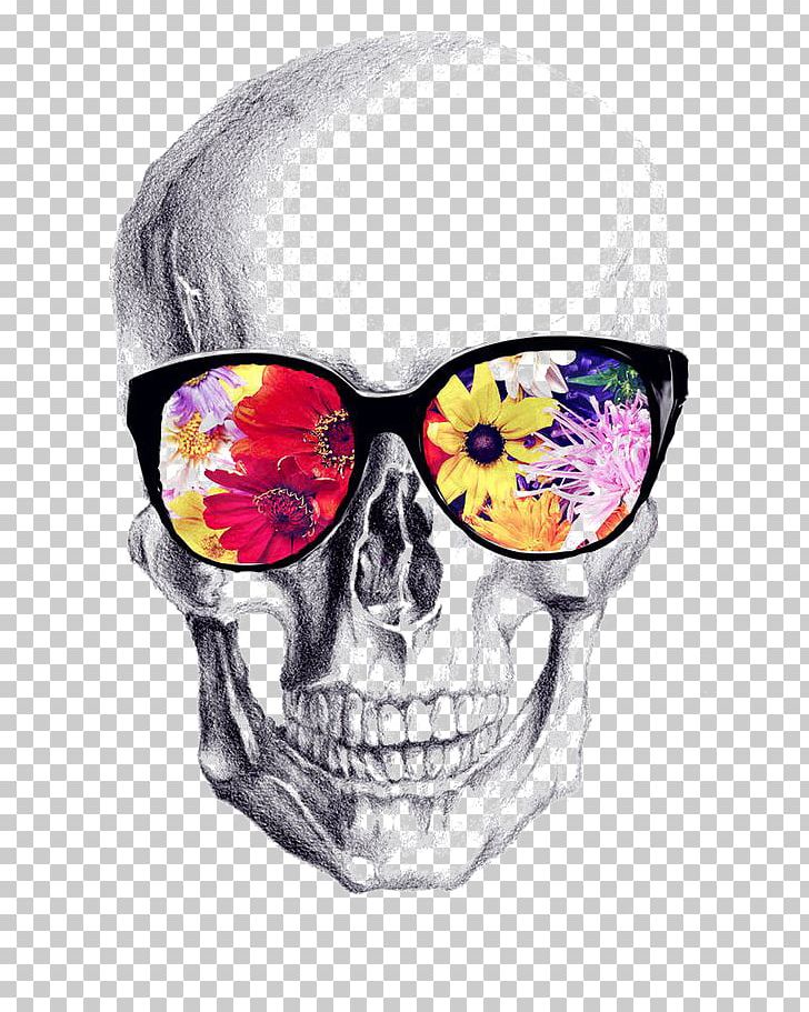 Calavera Skull Art Drawing PNG, Clipart, Bone, Creative, Creative Skull, Flowers, Glasses Free PNG Download