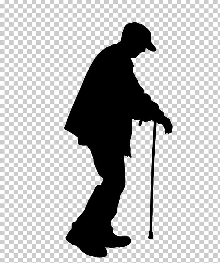 Old Age Silhouette Illustration PNG, Clipart, Angle, Black And White, Crutches, Elderly, Gentleman Free PNG Download