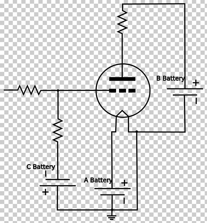 Vacuum Tube Electronic Circuit Battery Triode Amplifier PNG, Clipart, Amplifier, Angle, Area, Battery, Black And White Free PNG Download
