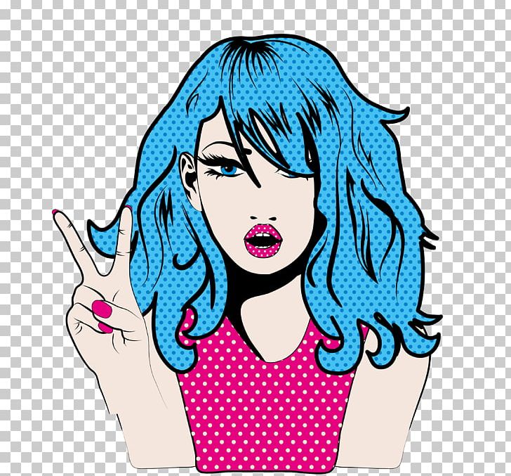 Pop Art Illustration PNG, Clipart, Black Hair, Blue, Business Woman, Cartoon, Comics Free PNG Download