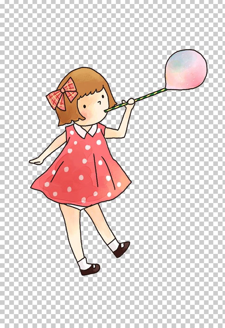 cartoon girl blowing bubbles