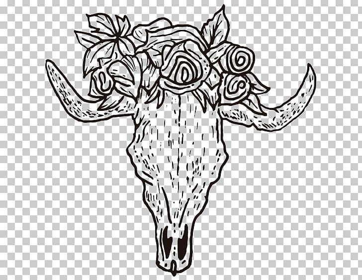 Cattle Horse Drawing Mammal PNG, Clipart, Artwork, Black, Black And White, Bone, Cattle Free PNG Download