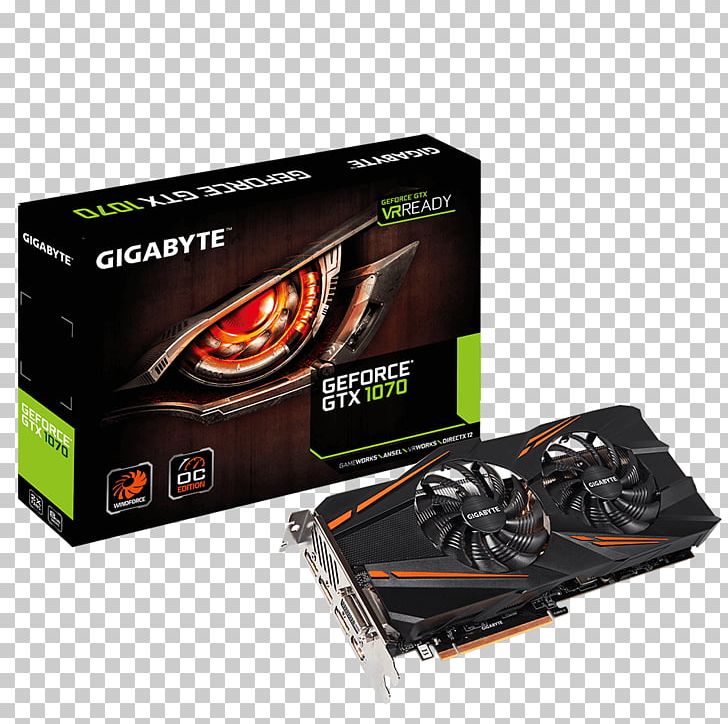 Graphics Cards & Video Adapters NVIDIA GeForce GTX 1070 Gigabyte Technology GDDR5 SDRAM PNG, Clipart, Computer Component, Computer Cooling, Electronic Device, Electronics, Electronics Accessory Free PNG Download