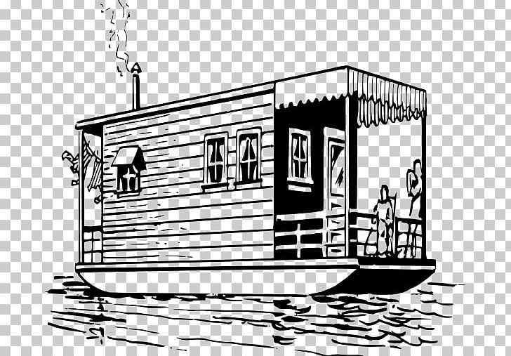 Houseboat PNG, Clipart, Black And White, Boat, Boathouse, Drawing, Elevation Free PNG Download