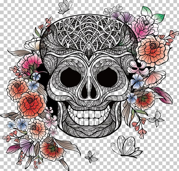 La Calavera Catrina Skull Day Of The Dead PNG, Clipart, Art, Bone, Calavera, Color, Creative Market Free PNG Download