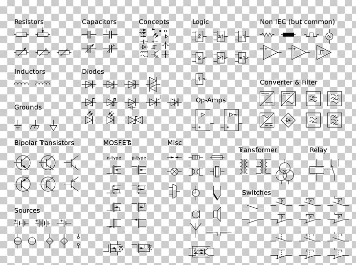 Electronic Symbol Electrical Engineering International Electrotechnical Commission Schematic PNG, Clipart, Angle, Area, Black And White, Circle, Circuit Diagram Free PNG Download