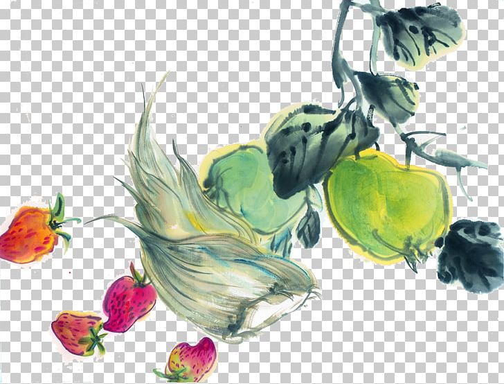 Vegetable Watercolor Painting Ink Wash Painting Auglis PNG, Clipart, Auglis, Bamboo, Bamboo Shoots, Beak, Bird Free PNG Download