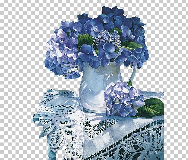 Hydrangea Blue Rose Floral Design Art Painting PNG, Clipart, Art, Artificial Flower, Blue, Blue Rose, Canvas Free PNG Download