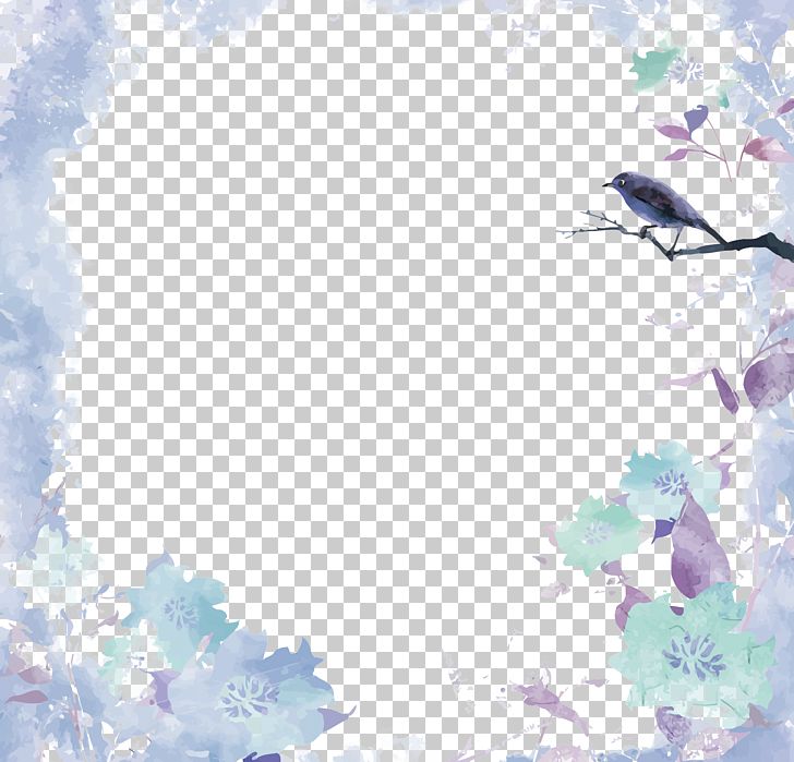 Watercolor Painting Euclidean PNG, Clipart, Bird, Blue, Border, Border Frame, Border Texture Free PNG Download