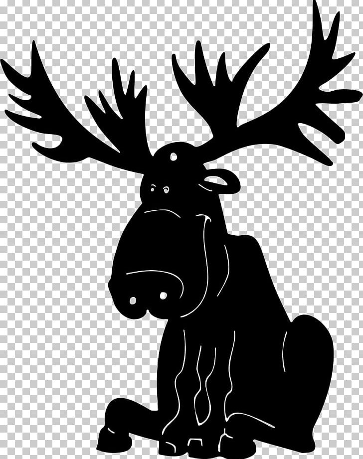 Moose Deer Elk Silhouette PNG, Clipart, Animals, Antler, Black And White, Deer, Elk Free PNG Download