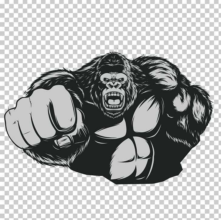Western Gorilla Ape King Kong Chimpanzee PNG, Clipart, Animals, Arm Muscle, Art, Black, Black And White Free PNG Download