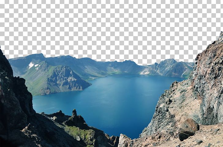 Heaven Lake Baekdu Mountain Landscape PNG, Clipart, Cartoon Lake Water, Cliff, Crater Lake, Download, Fell Free PNG Download