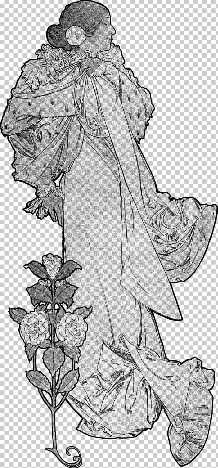 The Lady Of The Camellias Line Art Sketch PNG, Clipart, Alphonse Mucha, Art, Artwork, Black And White, Cartoon Free PNG Download