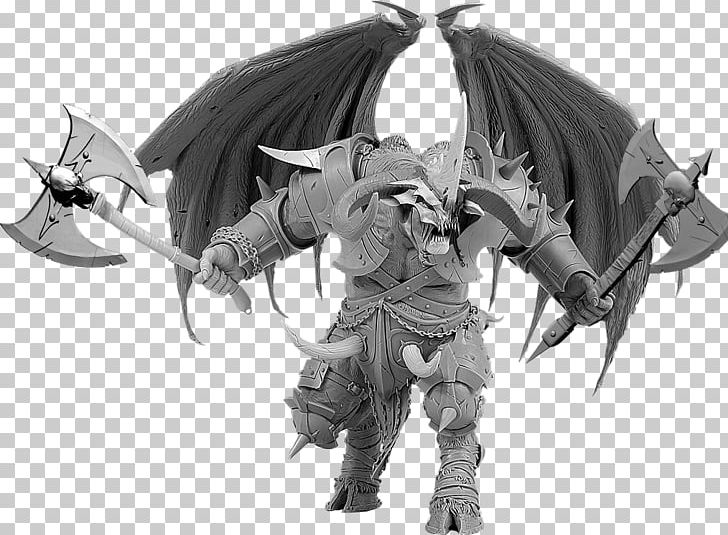 Demon Blood Bowl Miniature Figure Miniature Wargaming Figurine PNG, Clipart, 2018, Action Figure, Alma, Axe, Black And White Free PNG Download