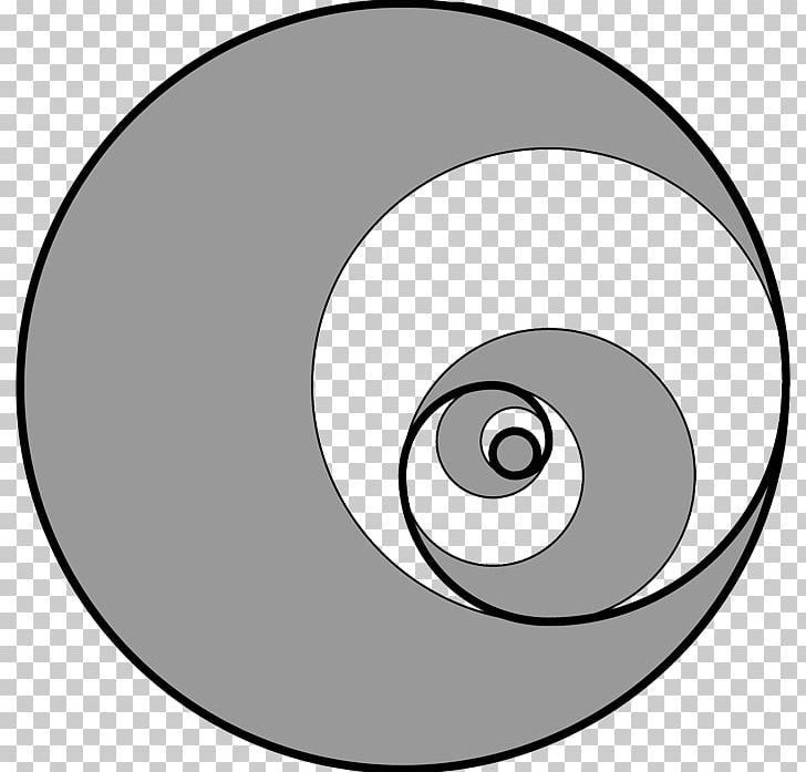 Circle Golden Spiral Fibonacci Number Golden Ratio PNG, Clipart, Angle, Arc, Black And White, Circle, Circular Sector Free PNG Download