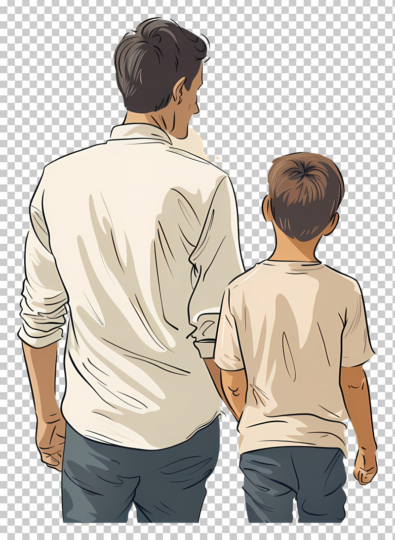 Father And Son - Father And Son Cartoon Backward Pose PNG