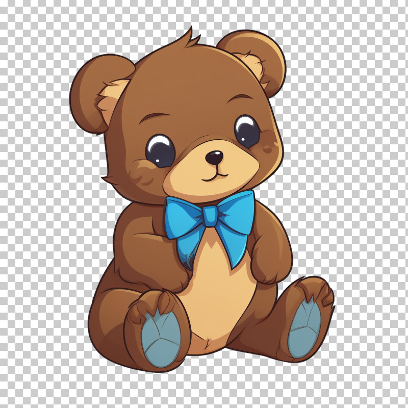 Teddy Bear Day - Cartoon Teddy Bear With Blue Bow Tie PNG