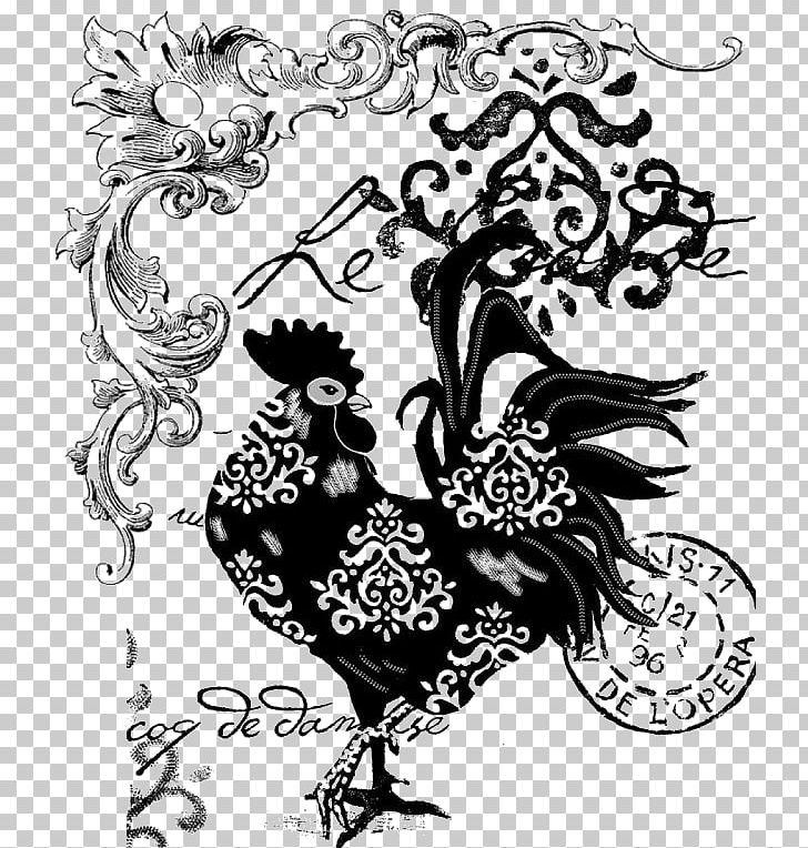 Drawing Black And White Decoupage PNG, Clipart, Beak, Bird, Black, Black And White, Chicken Free PNG Download
