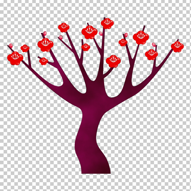 Red Branch Plant Flower Tree PNG, Clipart, Blossom, Branch, Cut Flowers, Flower, Paint Free PNG Download