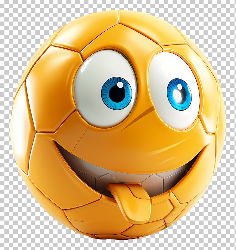 Soccer - Yellow Smiling Emoji Ball Illustration PNG