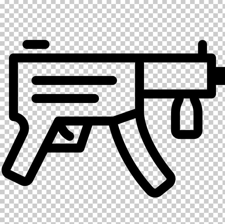 Computer Icons Submachine Gun Weapon Firearm PNG, Clipart, Angle, Area, Black, Black And White, Brand Free PNG Download