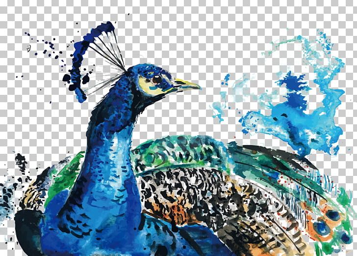 Watercolor Painting Peafowl PNG, Clipart, Animal, Animals, Art, Bird, Blu Free PNG Download