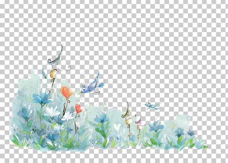 Cartoon Comics Poster Watercolor Painting Illustration PNG, Clipart, Animation, Art, Bird, Blue, Branch Free PNG Download
