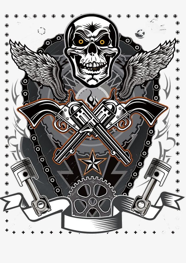 Punk Double Skeleton Skull Non-mainstream Star Illustration Wings PNG, Clipart, Black, Double Clipart, Gear, Illustration Clipart, Non Mainstream Clipart Free PNG Download