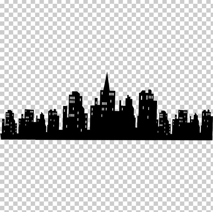 Batman Gotham City Skyline Bat-Signal Wall Decal PNG, Clipart, Batman, Batsignal, Black And White, City, Cityscape Free PNG Download