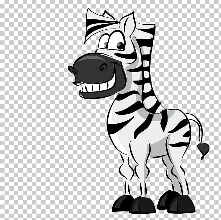 Cartoon Zebra Black And White Illustration PNG, Clipart, Animals, Black, Carnivoran, Cartoon Character, Cartoon Cloud Free PNG Download