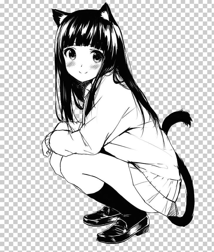 MyAnimeList Drawing Manga Catgirl PNG, Clipart, Anime, Arm, Artwork, Black, Black And White Free PNG Download