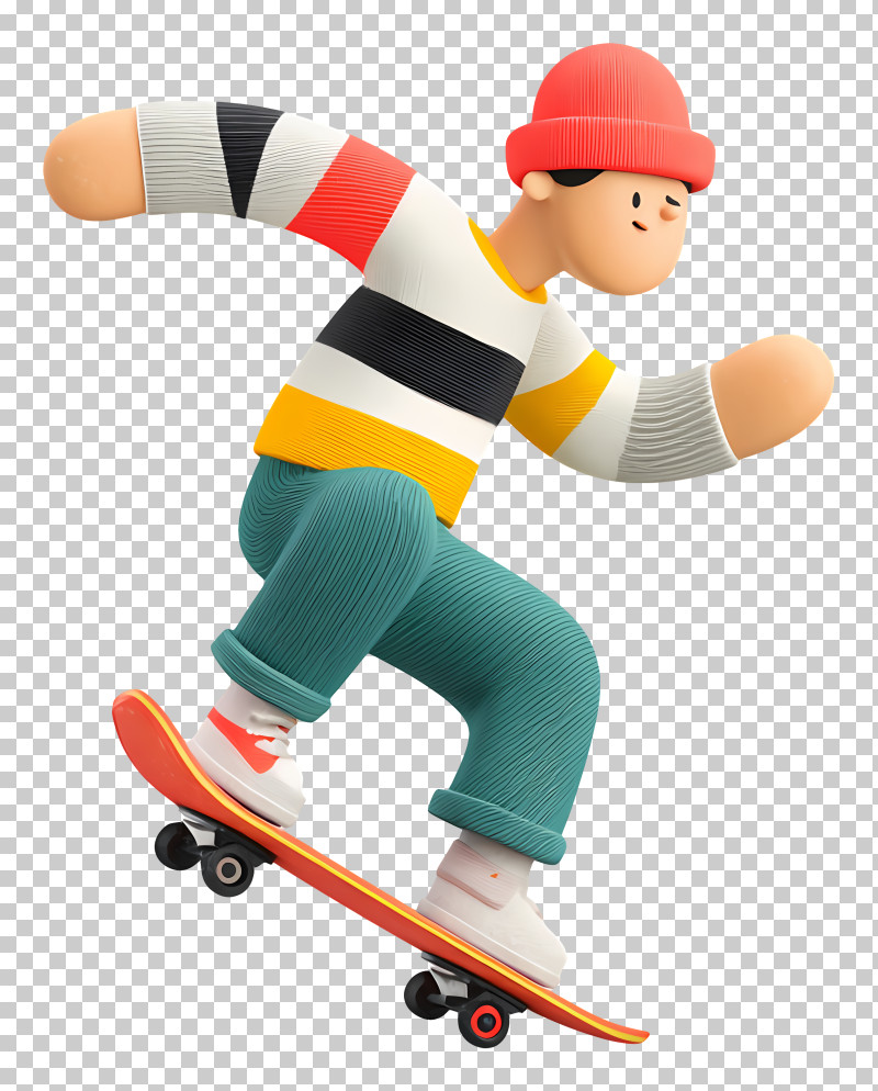 Skateboarder Enjoying Skating - Colorful Skateboarder In Action PNG