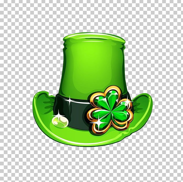 Green Hat Shamrock Illustration PNG, Clipart, Background Green, Christmas Hat, Clothing, Clover, Designer Free PNG Download