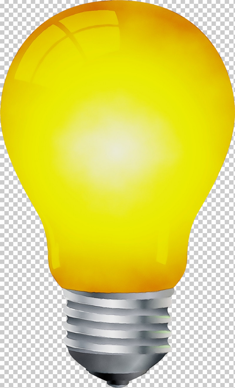 Yellow Incandescent Light Bulb Light PNG, Clipart, Incandescent Light Bulb, Light, Paint, Watercolor, Wet Ink Free PNG Download