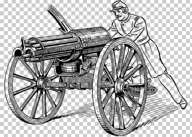 Gatling Gun M197 Electric Cannon Artillery Firearm Drawing PNG, Clipart, Artillery, Automotive Design, Black And White, Cannon, Chariot Free PNG Download