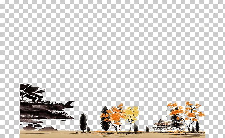 China Template Microsoft PowerPoint Ink Wash Painting PNG, Clipart, Android, Autumn, Autumn Leaf, Autumn Leave, Autumn Tree Free PNG Download