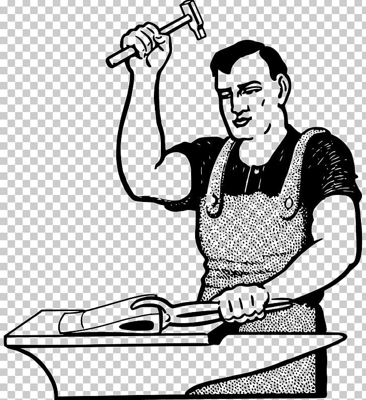 Blacksmith Line Art PNG, Clipart, Anvil, Arm, Art, Artwork, Black And ...