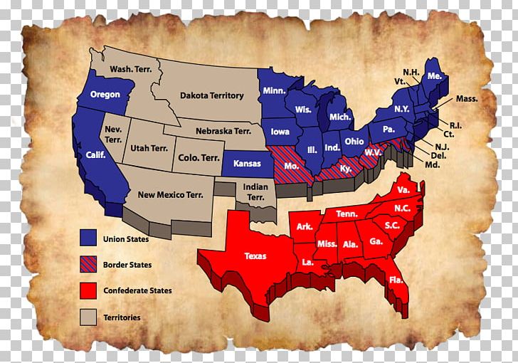 map of union and confederate states Southern United States Confederate States Of America Union