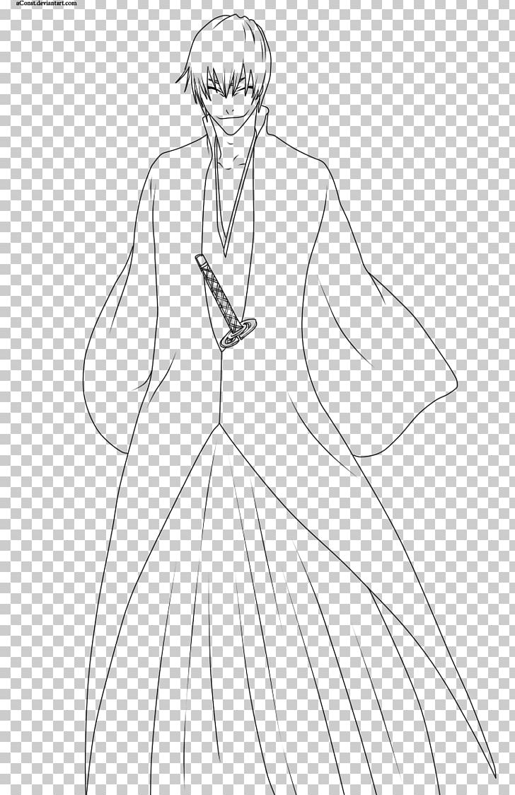 Gin Ichimaru Ichigo Kurosaki Line Art Drawing Sketch PNG, Clipart, Arm, Artwork, Black And White, Cartoon, Drawing Free PNG Download