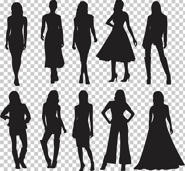 Silhouette Model Fashion PNG, Clipart, Animals, Black And White, Business, Download, Dress Free PNG Download