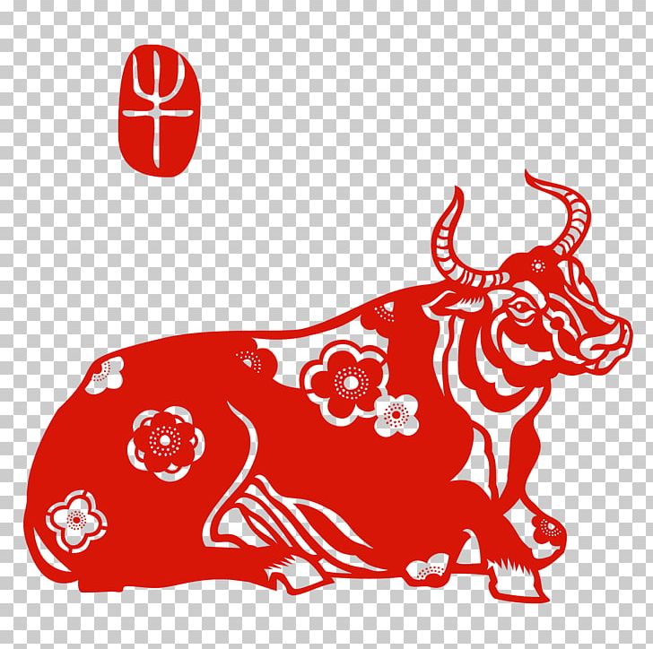 Chinese Paper Cutting Chinese Zodiac Papercutting Ox Chinese New Year PNG, Clipart, Animal Figure, Animals, Area, Astrological Sign, Black And White Free PNG Download