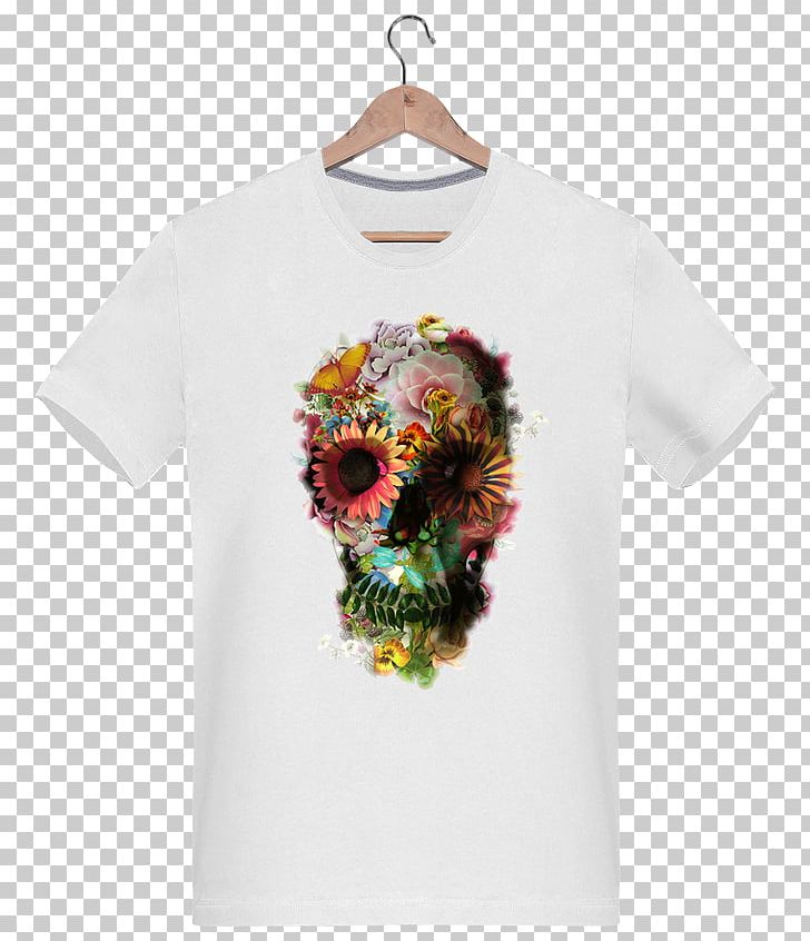 T-shirt Skull Flower Floral Design Human Head PNG, Clipart, Clothing, Cotton, Day Of The Dead, Floral Design, Flower Free PNG Download