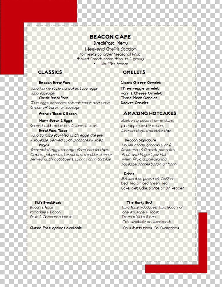 The Beacon Cafe Menu Drink Lunch PNG, Clipart, Area, Cafe, Document, Drink, Fort Worth Free PNG Download