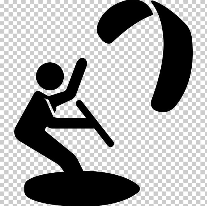 Kitesurfing Sport PNG, Clipart, Black And White, Computer Icons, Flat Design, Human Behavior, Kite Free PNG Download