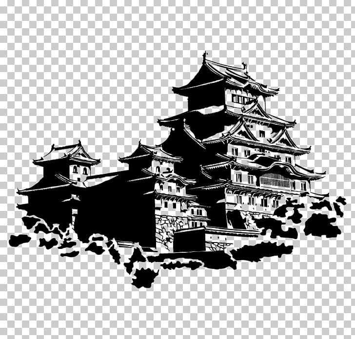 Japanese Castle Wall Decal Sticker Phonograph Record PNG, Clipart, Black And White, Castle, Chinese Architecture, Decal, Decorative Arts Free PNG Download