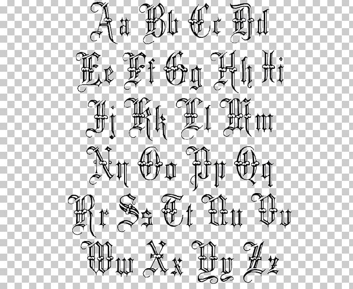 Lettering Old English Latin Alphabet Tattoo PNG, Clipart, Alphabet, Angle, Area, Black And White, Calligraphy Free PNG Download