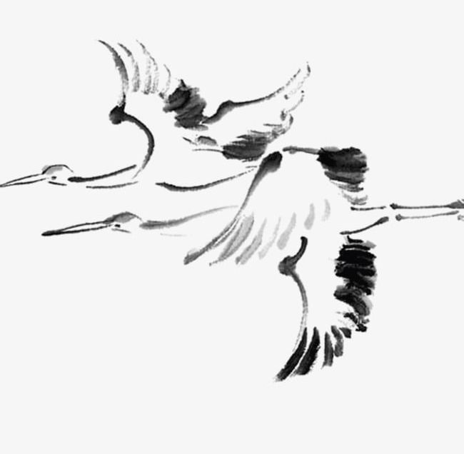 Hand Painted Red-crowned Crane Ink Painting PNG, Clipart, 3g Wallpaper Station, Black, Crane, Crane Clipart, Hand Free PNG Download