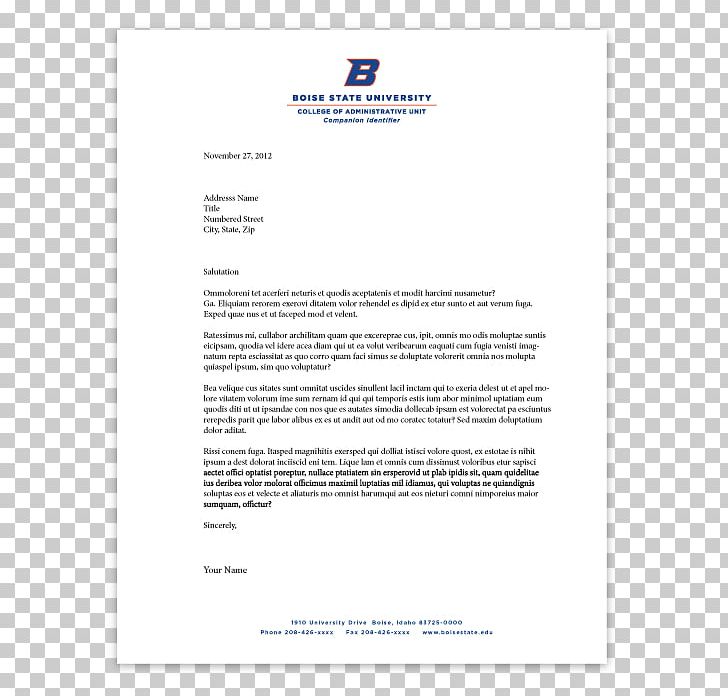 Letterhead Business Letter Paper Boise State University PNG, Clipart, Boise State University, Brand, Business Letter, Company, Cover Letter Free PNG Download